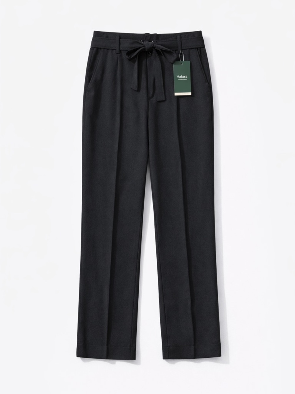 High Waisted Belted Pocket Straight Leg Work Pants